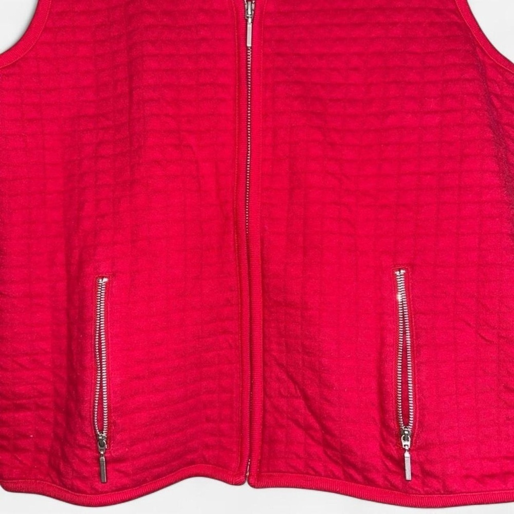 Karen Scott Buisness casual Sport Red quilted Full Zip Vest With Pockets Medium - Picture 4 of 6
